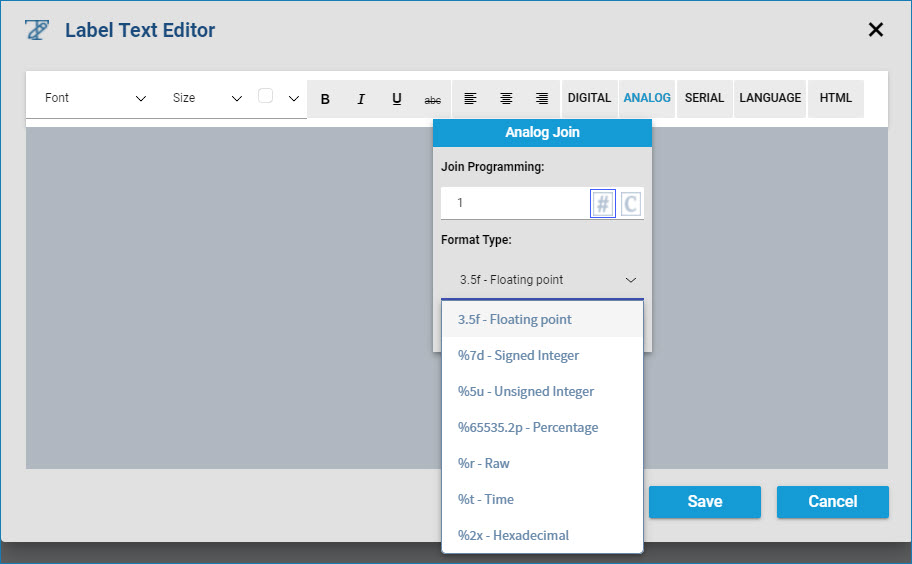 Label Text Editor