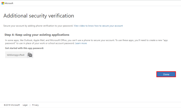 Additional security verification Page – Existing Applications