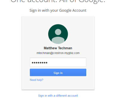 Account Sign In Screen