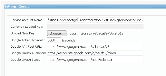 Settings: Google Form