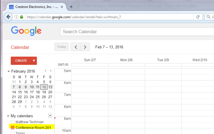 Google Calendar Page