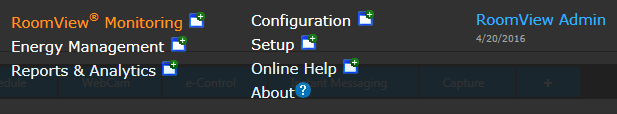 Crestron Fusion Web Client Menu - RoomView® Monitoring