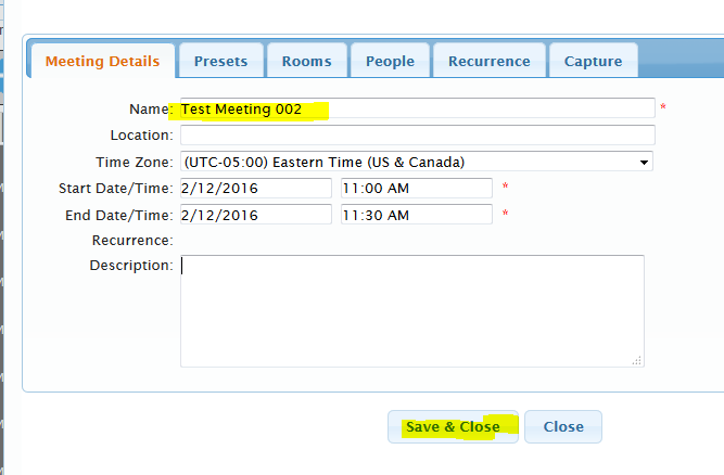 Create New Meeting