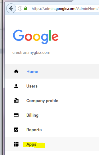 Google Console Menu