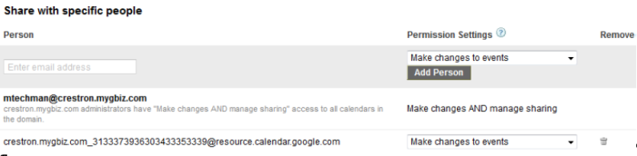 Calendar Sharing Detail Form