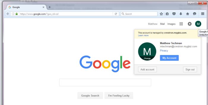 Google API Console - Sign in Page