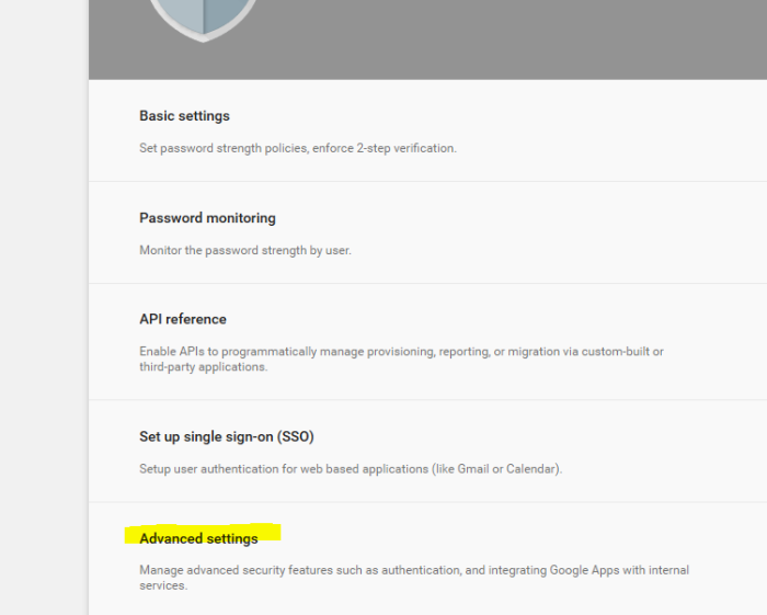 Advanced Settings Link