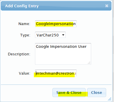 Add Config Entry Page