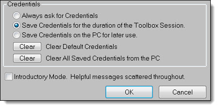 Credentials Box Opening a Session with a Device